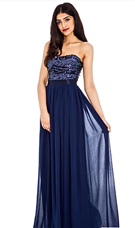 Sequin Bandeau Gown