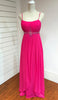 Hot pink gemmed flower dress.